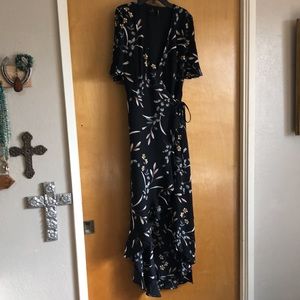 Lulu's Navy Floral High Low Dress